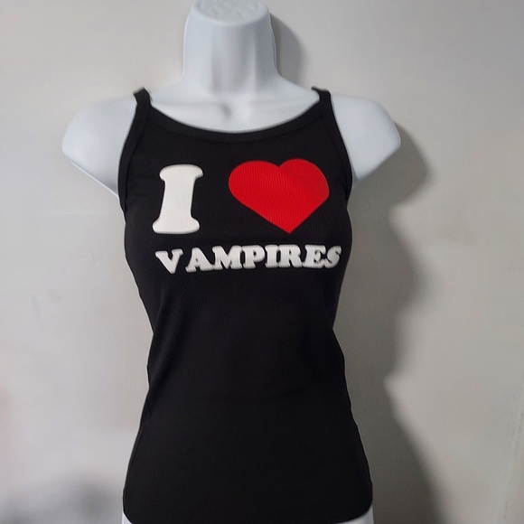 I love vampires tank top ribbed I heart vampires baby tee I ❤️ vampires shirt - Picture 1 of 3